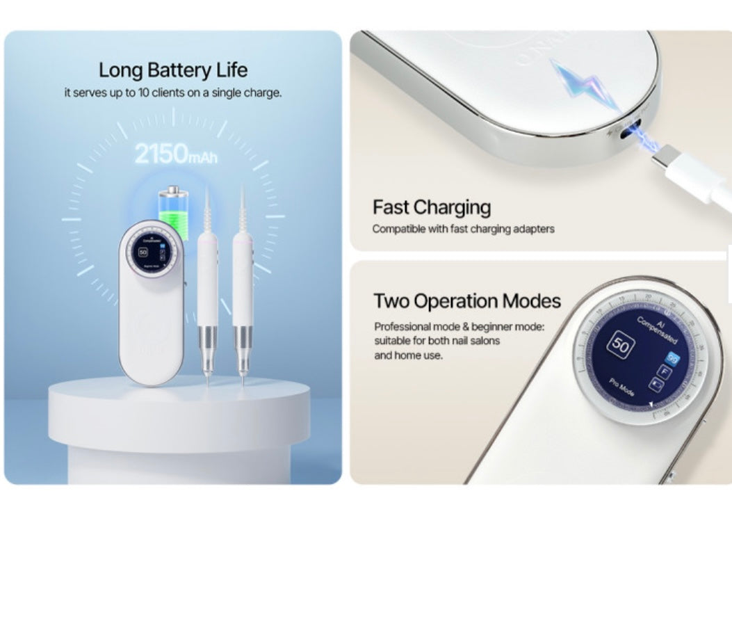 TORNO PARA MANICURA INALÁMBRICO ONAIL - 50.000 REVOLUCIONES - TORNO PROFESIONAL