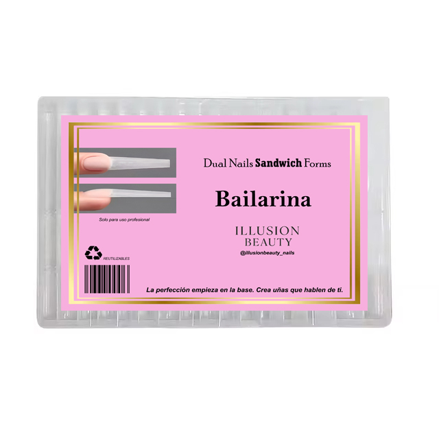 Tips Dual Nails SANDWICH Forms BAILARINA Illusion Beauty – 240 unidades 15 tamaños