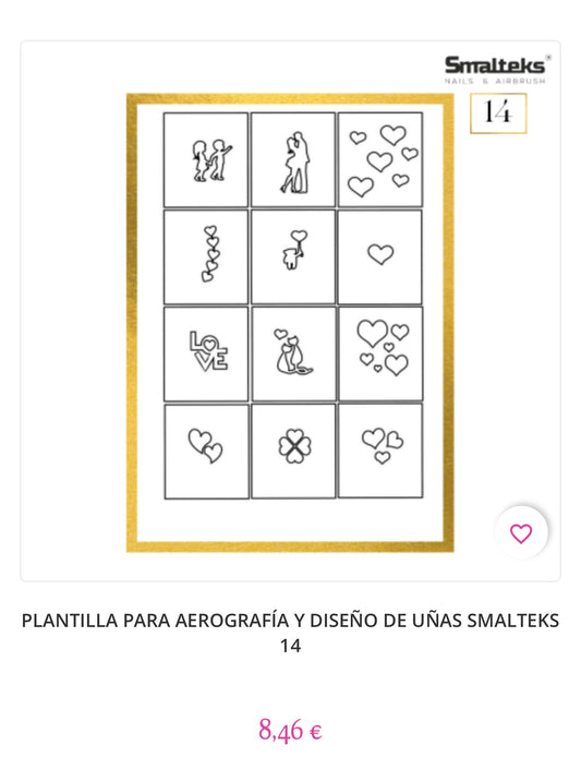 PLANTILLA PARA AEROGRAFÍA Y DISEÑO DE UÑAS SMALTEKS 14