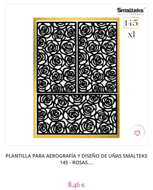 PLANTILLA PARA AEROGRAFÍA Y DISEÑO DE UÑAS SMALTEKS 145