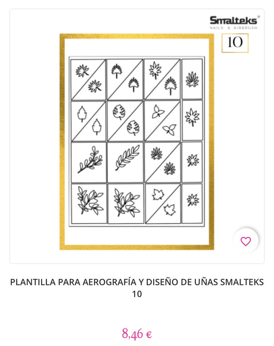PLANTILLA PARA AEROGRAFÍA Y DISEÑO DE UÑAS SMALTEKS 10