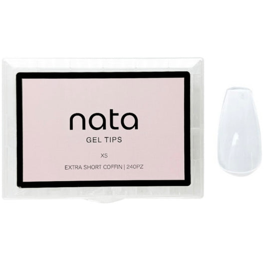 Gel tips nails PRESS ON (transparentes) XS Extra short coffin (extra bailarina corta) nata
