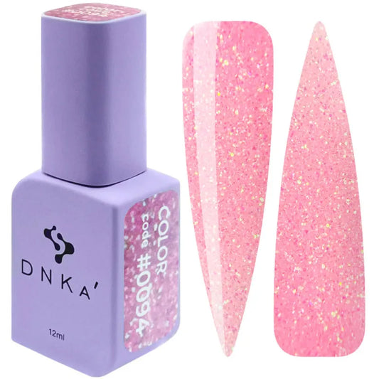 Gel Polish DNKa’ 0094 Color – Rosa Claro Transparente con Reflejos Dorados y Verdes