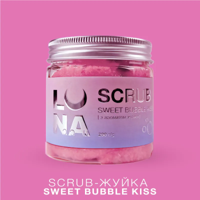 EXFOLIANTE LUNAMOON OLOR A CHICLE - SCRUB - GUM SWEET BUBBLE KISS - 200 G