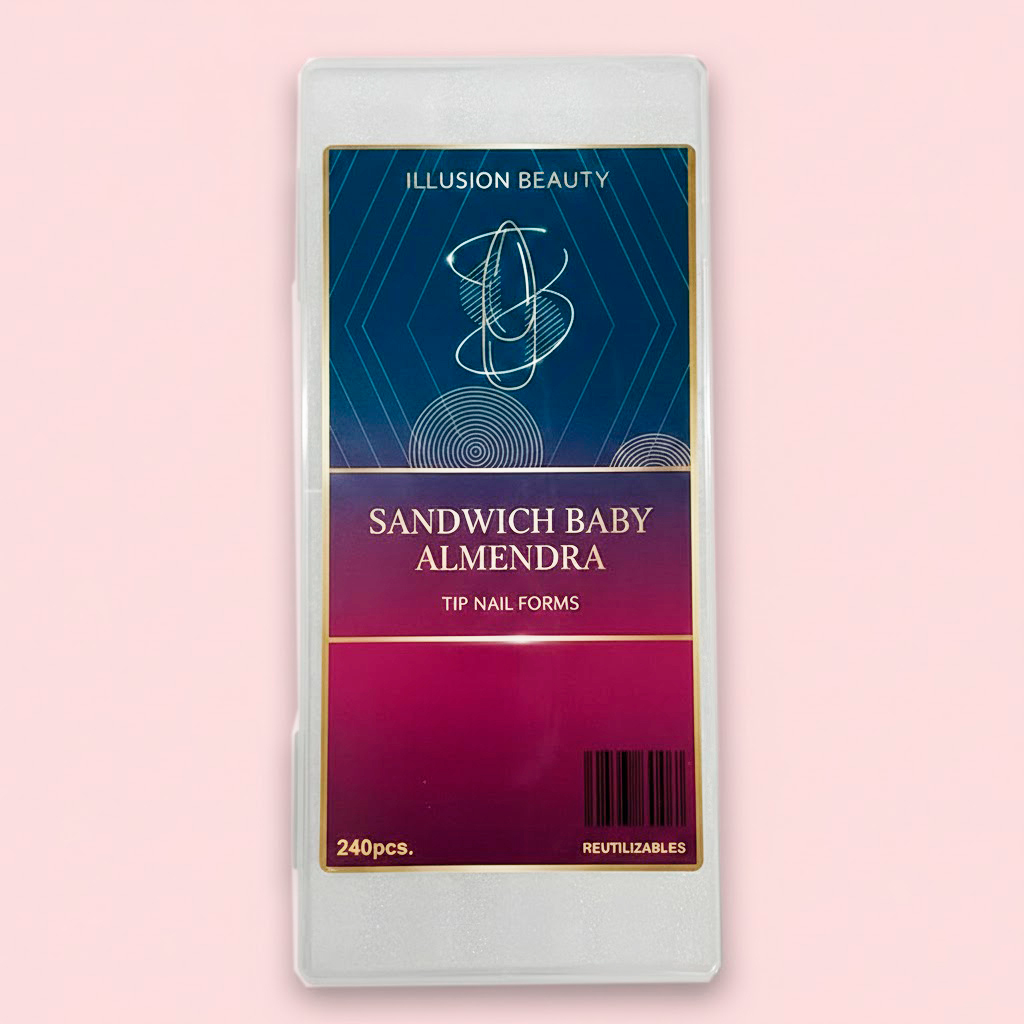 Tips Dual Nails SANDWICH Forms BABY ALMENDRA Illusion Beauty – 240 unidades