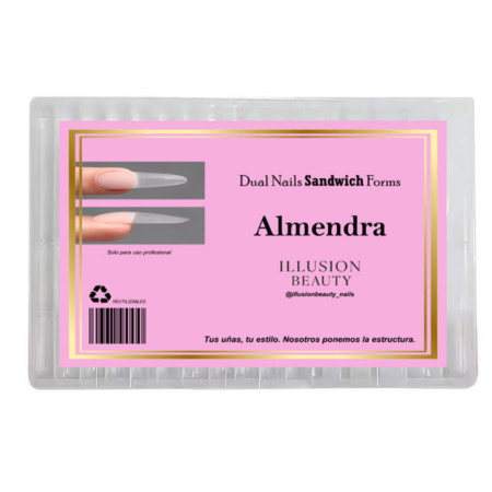 TIPS SANDWICH ALMENDRA - 240UNI - 15 TAMAÑOS - ILLUSION BEAUTY DUAL FORM NAIL
