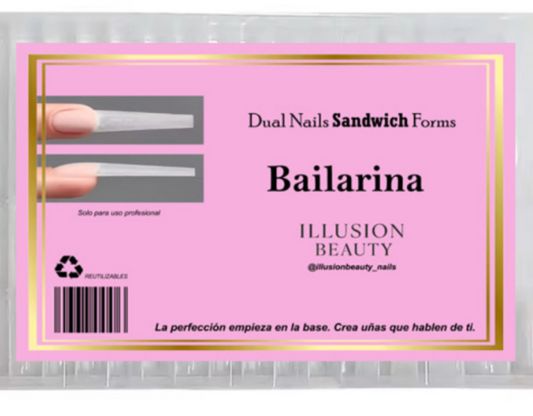 TIPS SANDWICH BAILARINA - 240UNI - 15 TAMAÑOS - ILLUSION BEAUTY DUAL FORM NAIL